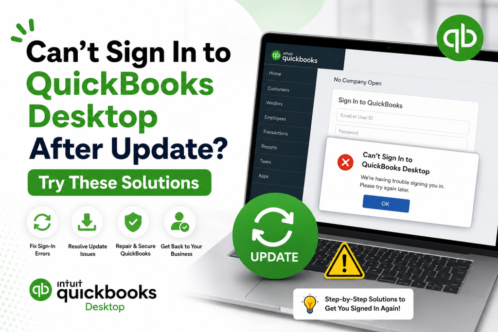 My Quickbooks Sign Canโt Sign In to QuickBooks Desktop After Update? Try These Solutions ...